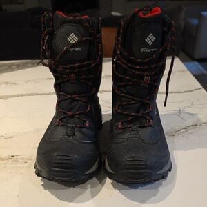 Columbia Kids' Black and Red Snow Boots